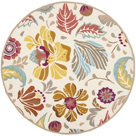 Safavieh 6 x 6 ft. Round- Indoor - Outdoor Four Seasons Ivory And Grey Hand Hooked Rug FRS475A-6R